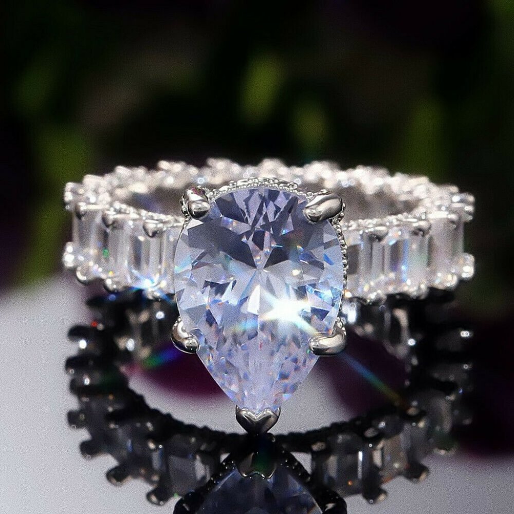New Gorgeous 925 Silver Wedding Sahhpire Ring - Picture 2 of 8